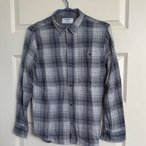 Old Navy Men's Blue and White Plaid Button Down Shirt